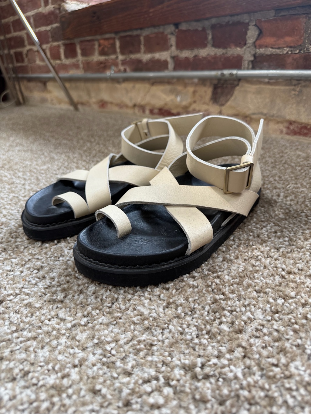 Alohas Sandstorm Chunky Strappy Gladiator Platform Sandals Taupe Size 7 7.5 38